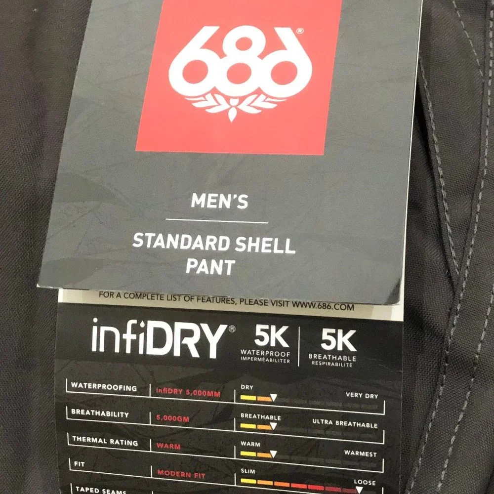 686 Six eight Six Infidry 10K lined Thermal Snowboarding Pants Mens Medium New - Picture 3 of 9